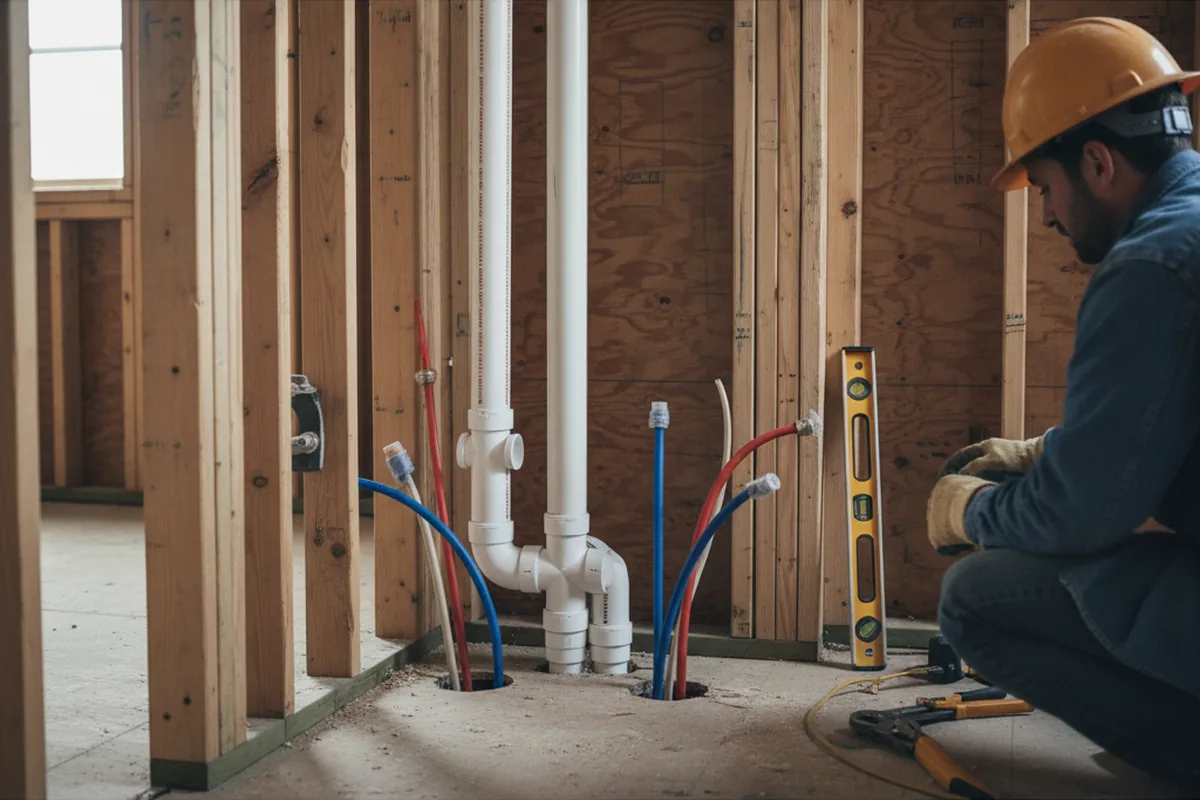 Drain and supply rough-in during Drain Cleaning in Whitney