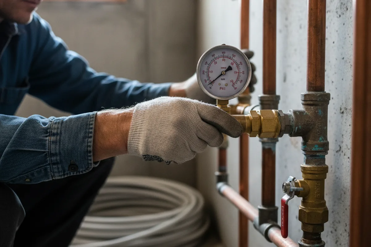 Pressure testing a repaired line during Water Line Repair in Whitney